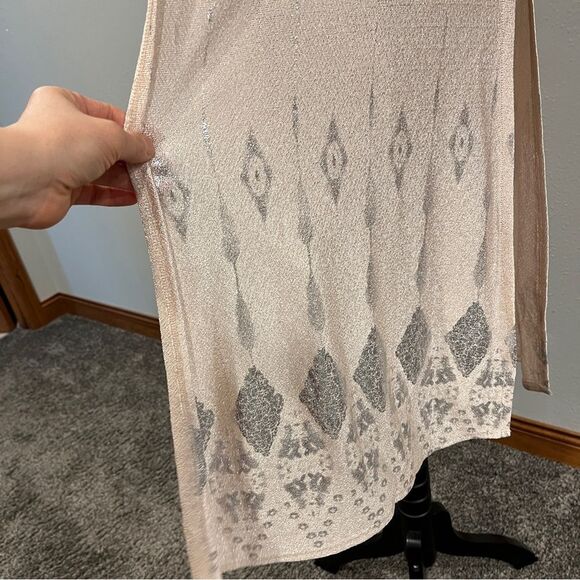 LuLaRoe Elegant Cream and gold Open-Front Joy duster size extra small - Picture 4 of 12